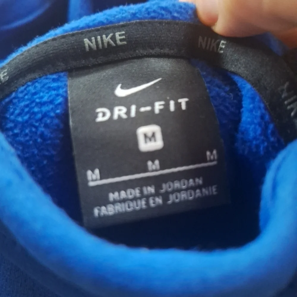 Nike Blue Therma Fit Pullover Fleece Hoodie Sweatshirt Logo Activewear Mens M